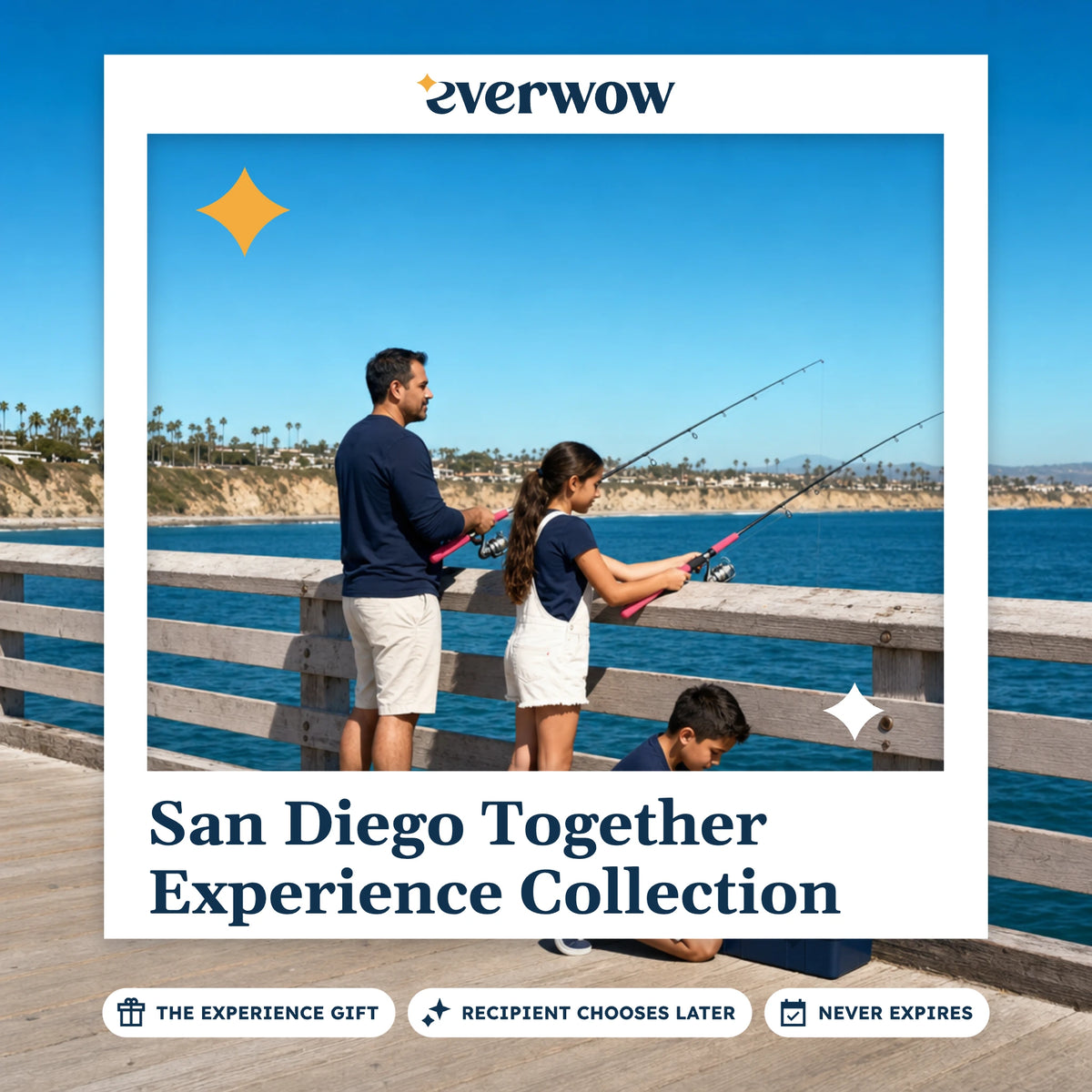 Everwow San Diego Together Experience Collection experience gift photo in a frame, family fishing off a pier