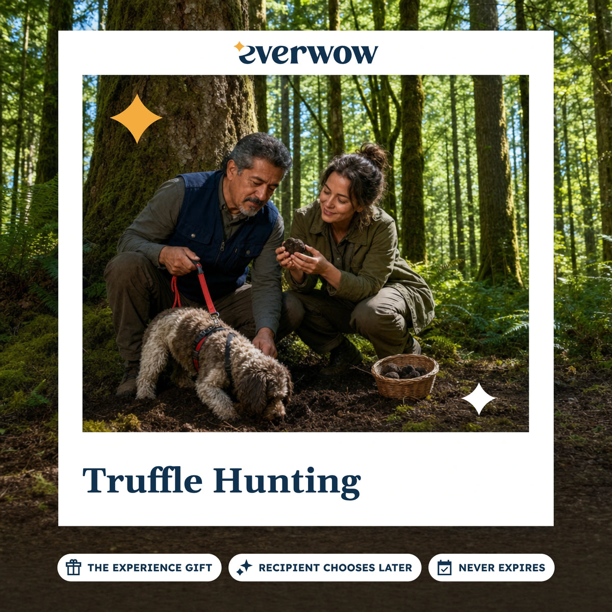Everwow Truffle Hunting experience gift photo in a frame, truffle hunt with a dog