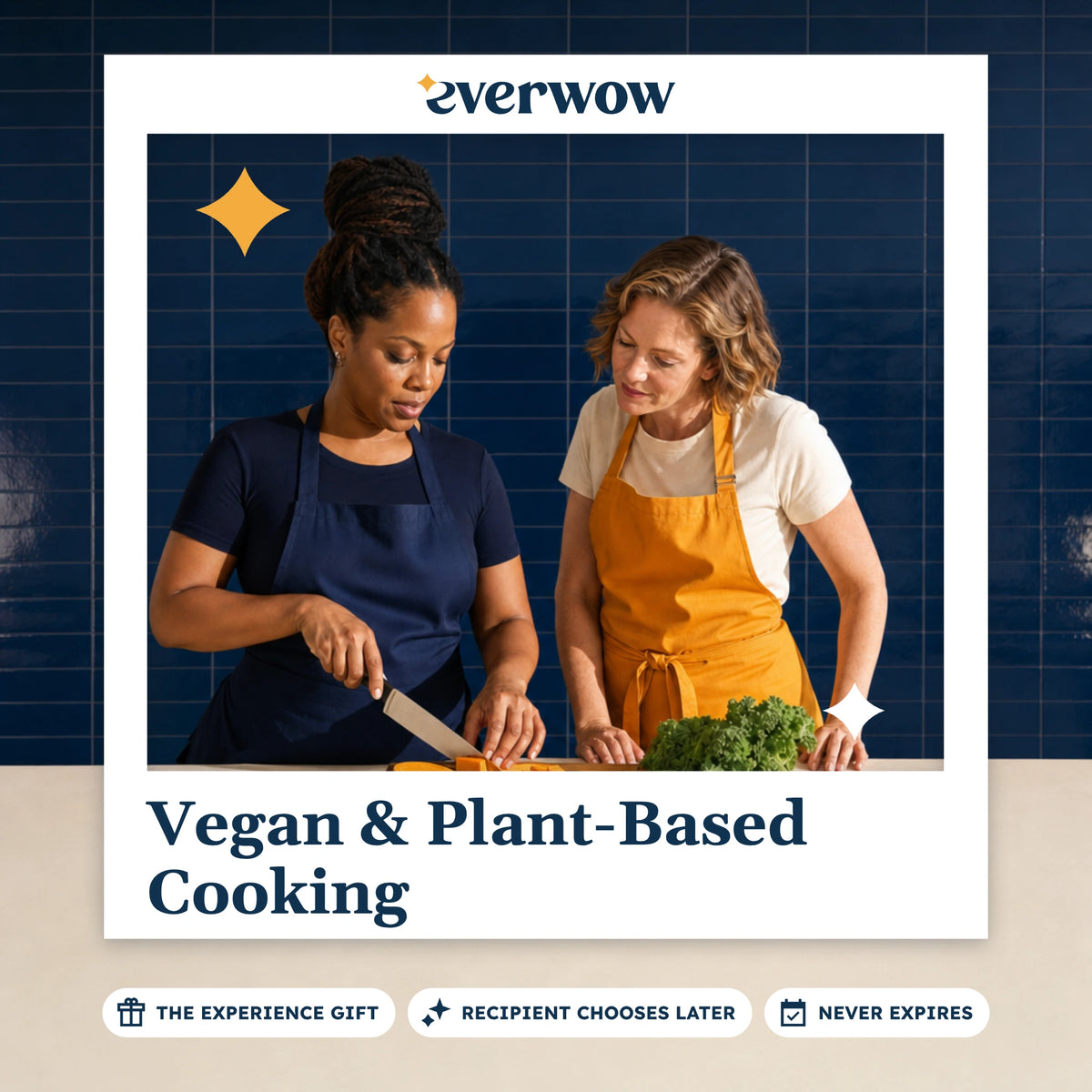 Everwow Vegan & Plant-Based Cooking experience gift photo in a frame, chopping fresh vegetables
