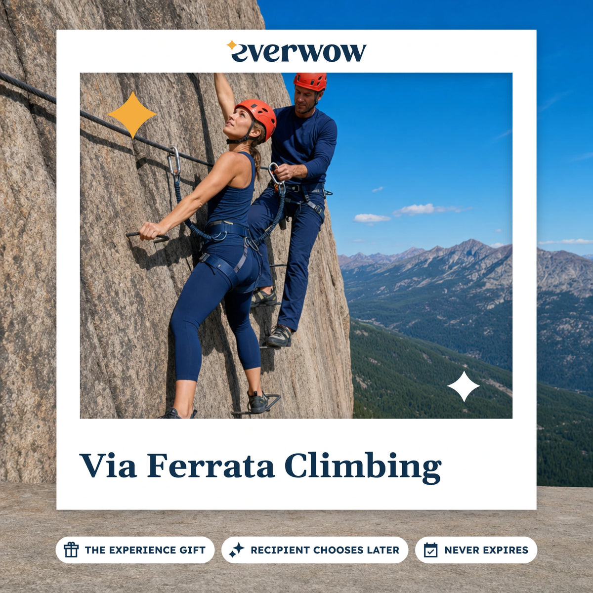 Everwow Via Ferrata Climbing experience gift photo in a frame, climbers on a rock face