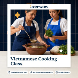Everwow Vietnamese Cooking Class experience gift photo in a frame, ladling broth from a clay pot
