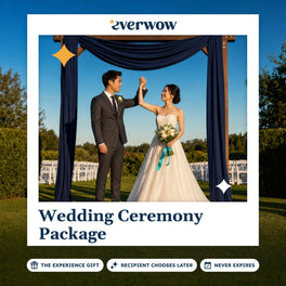 Everwow Wedding Ceremony Package experience gift photo in a frame, couple beneath a ceremony arch