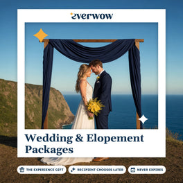 Everwow Wedding & Elopement Packages experience gift photo in a frame, newlyweds at a cliff edge