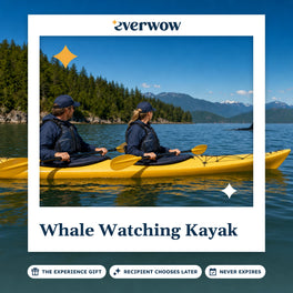 Everwow Whale Watching Kayak experience gift photo in a frame, kayakers watching a whale fin