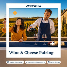 Everwow Wine & Cheese Pairing experience gift photo in a frame, sommelier pouring on a terrace