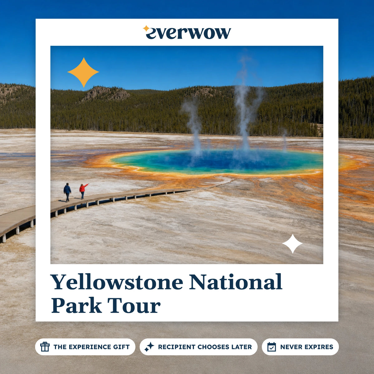 Everwow Yellowstone National Park Tour experience gift photo in a frame, Grand Prismatic Spring boardwalk