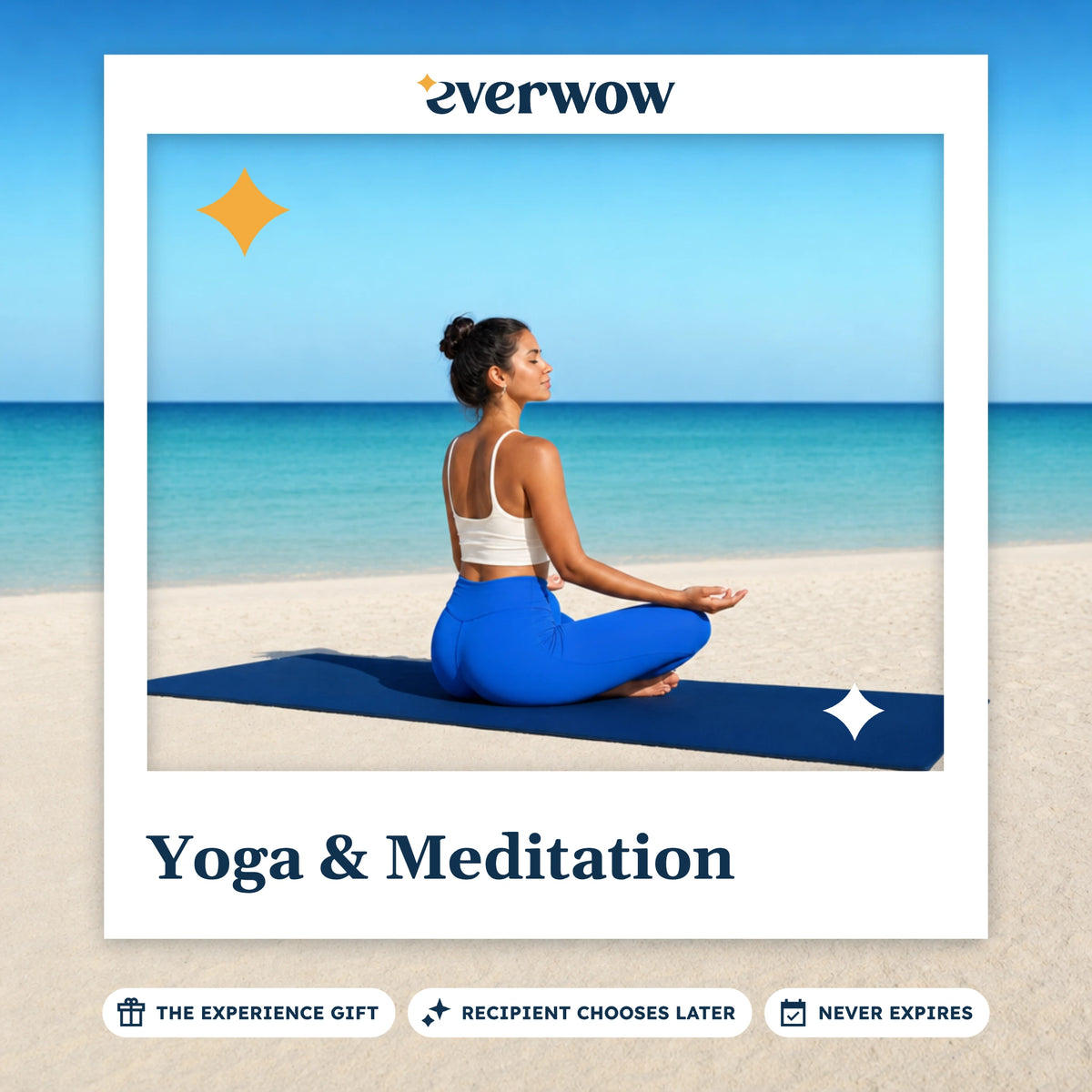 Everwow Yoga & Meditation experience gift photo in a frame, meditation by the ocean