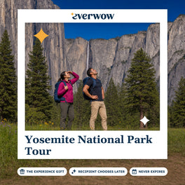 Everwow Yosemite National Park Tour experience gift photo in a frame, couple below granite cliffs