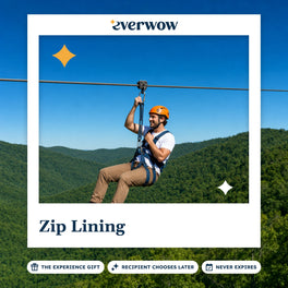 Everwow Zip Lining experience gift photo in a frame, rider above the canopy