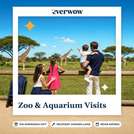 Everwow Zoo & Aquarium Visits experience gift photo in a frame, family watching giraffes