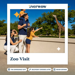 Everwow Zoo Visit experience gift photo in a frame, family at a giraffe exhibit
